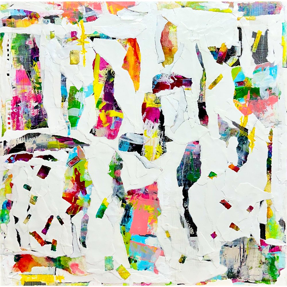 Stream Of Consciousness Original Abstract Mixed Media Collage Art